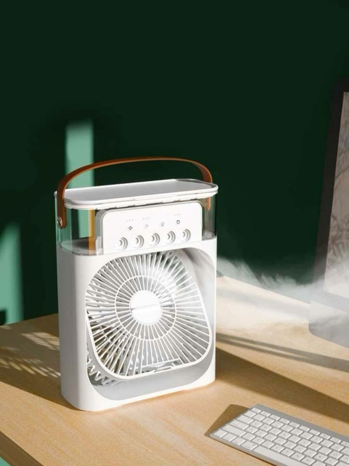 Portable Air Cooler Fan with Mist Humidifier – USB Rechargeable Mini AC