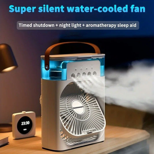 Portable Air Cooler Fan with Mist Humidifier – USB Rechargeable Mini AC